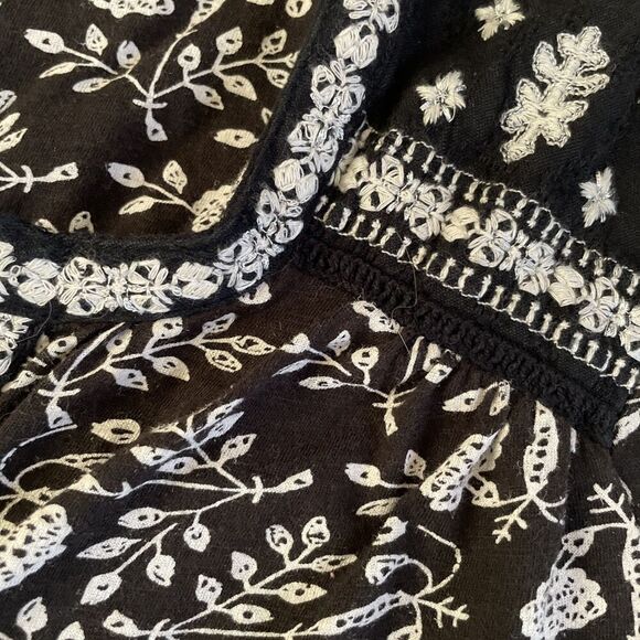 Lucky Brand Womens Sm Embroidered Floral Long Sleeve Peasant Blouse Tunic Boho - Picture 2 of 8